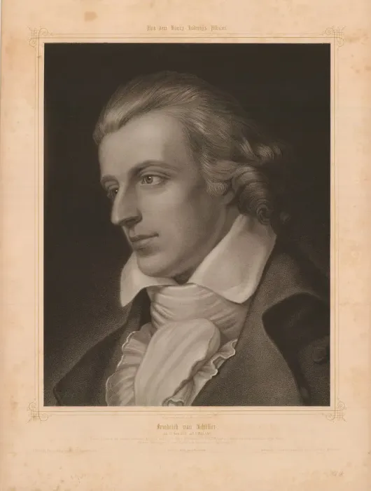 Framed Print : Portrait of Friedrich von Schiller (1759-1805). Artist: Arnst, Adam (active Mid of 19th cen. ) Framed Print : Portrait of Friedrich von Schiller (1759-1805). Artist: Arnst, Adam (active Mid of 19th cen. )