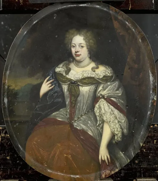 Framed Print : Portrait of Frouck, Baroness van Aylva, Wife of Hans Willem van Aylva after 1658, 1693-1717. Creator: Hendrik de Valk Framed Print : Portrait of Frouck, Baroness van Aylva, Wife of Hans Willem van Aylva after 1658, 1693-1717. Creator: Hendrik de Valk