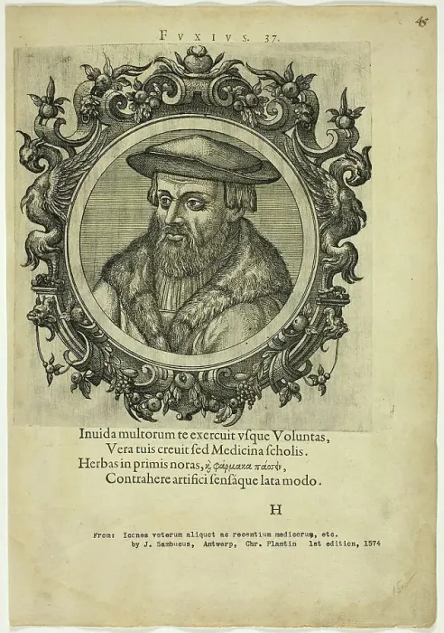Framed Print : Portrait of Fuxius, published 1574. Creators: Unknown, Johannes Sambucus Framed Print : Portrait of Fuxius, published 1574. Creators: Unknown, Johannes Sambucus