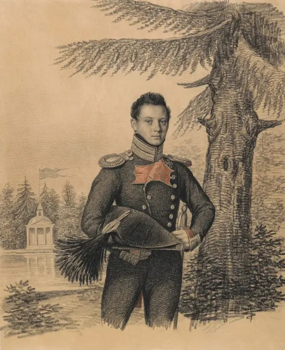 Framed Print : Portrait of Fyodor Ivanovich Dolgopolov (1792-1856), 1820s. Creator: Hampeln, Carl Framed Print : Portrait of Fyodor Ivanovich Dolgopolov (1792-1856), 1820s. Creator: Hampeln, Carl