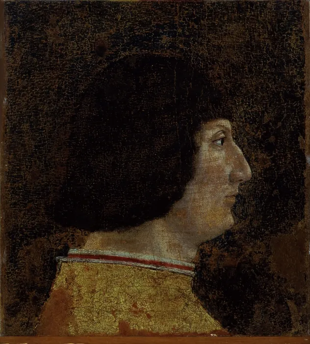 Framed Print : Portrait of Galeazzo Maria Sforza (1444-1476), Duke of Milan, 1474-1476. Creator: Bugatto, Zanetto (active 1458-1476) Framed Print : Portrait of Galeazzo Maria Sforza (1444-1476), Duke of Milan, 1474-1476. Creator: Bugatto, Zanetto (active 1458-1476)