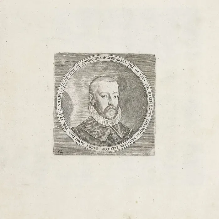 Framed Print : Portrait of Gebhard Truchsess von Waldburg (1547-1601), ca 1580-1585. Artist: Hogenberg, Frans (1535-1590) Framed Print : Portrait of Gebhard Truchsess von Waldburg (1547-1601), ca 1580-1585. Artist: Hogenberg, Frans (1535-1590)