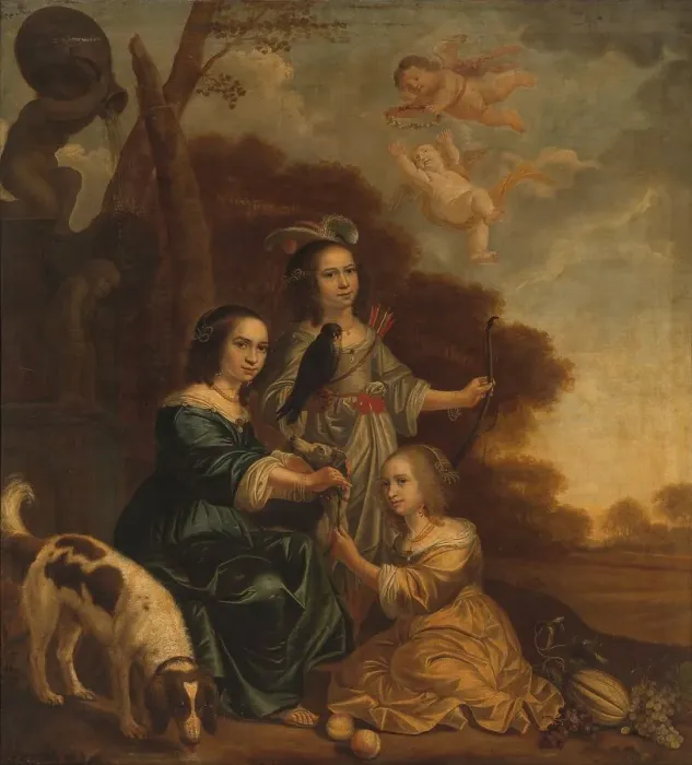 Framed Print : Portrait of Geertruyt, Margriet and Anna Delff, the Artist's Daughters (Portrait of three... 1660. Creator: Jacob Willemsz. Delff the Younger) Framed Print : Portrait of Geertruyt, Margriet and Anna Delff, the Artist's Daughters (Portrait of three... 1660. Creator: Jacob Willemsz. Delff the Younger)