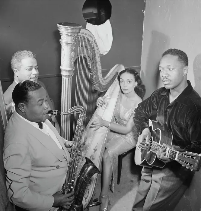 Framed Print : Portrait of Gene Sedric, Cliff Jackson, Olivette Miller, and Josh White, Café Society... N.Y. 1947 Creator: William Paul Gottlieb Framed Print : Portrait of Gene Sedric, Cliff Jackson, Olivette Miller, and Josh White, Café Society... N.Y. 1947 Creator: William Paul Gottlieb