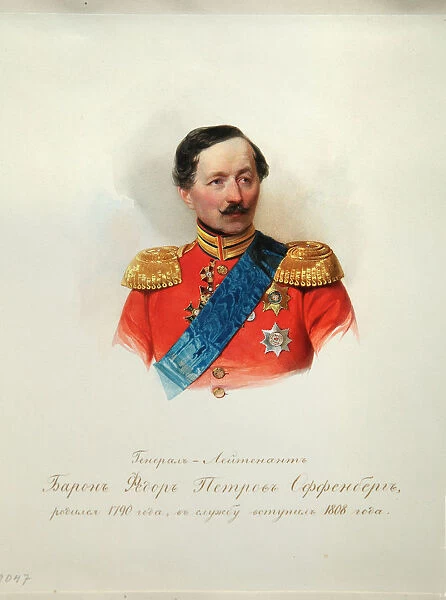 Portrait of General Baron Fyodor Petrovich von Offenberg (1789-1857) (From the Album of the Imperial Horse Guards), 1846-1849. Artist: Hau (Gau), Vladimir Ivanovich (1816-1895)