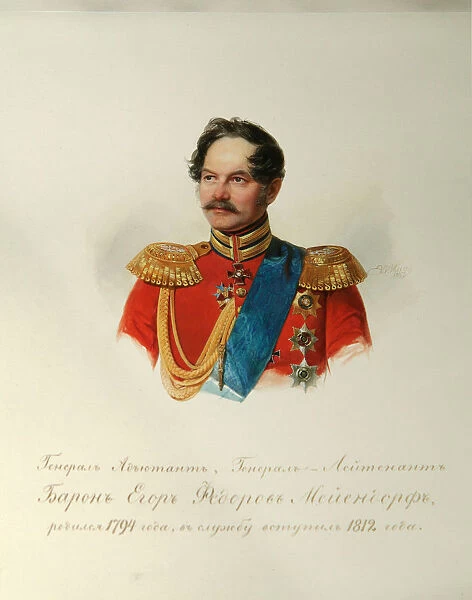 Portrait of General Yegor Fyodorovich Meiendorf (1794-1879) (From the Album of the Imperial Horse Guards), 1846-1849. Artist: Hau (Gau), Vladimir Ivanovich (1816-1895)