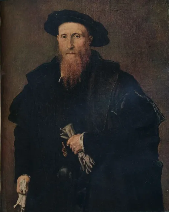 Framed Print : Portrait of a gentleman with gloves, 1543, (1930). Creator: Lorenzo Lotto Framed Print : Portrait of a gentleman with gloves, 1543, (1930). Creator: Lorenzo Lotto
