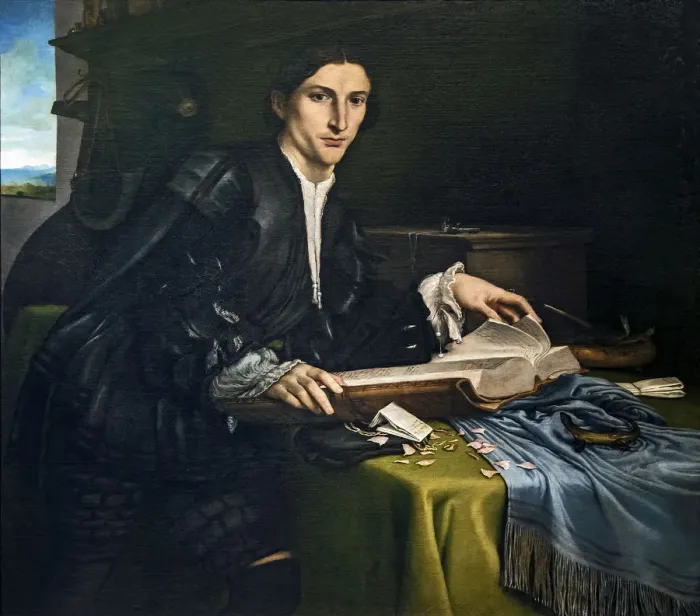 Framed Print : Portrait of a Gentleman in his Study, c. 1527