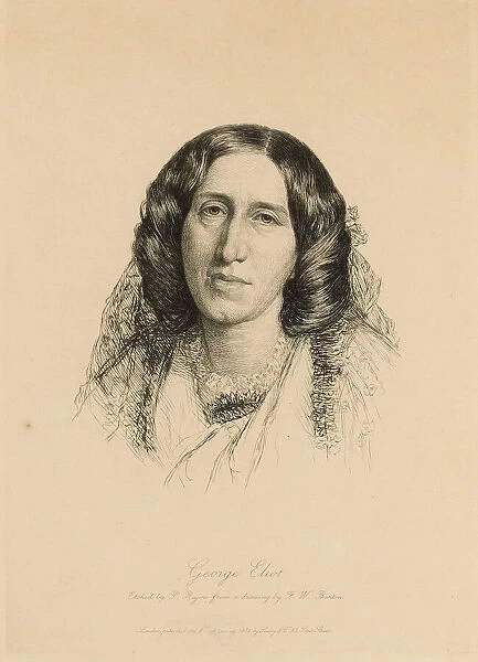 Portrait of George Eliot (1819-1880), 1882. Creator: Rajon, Paul-Adolphe (1842-1888)