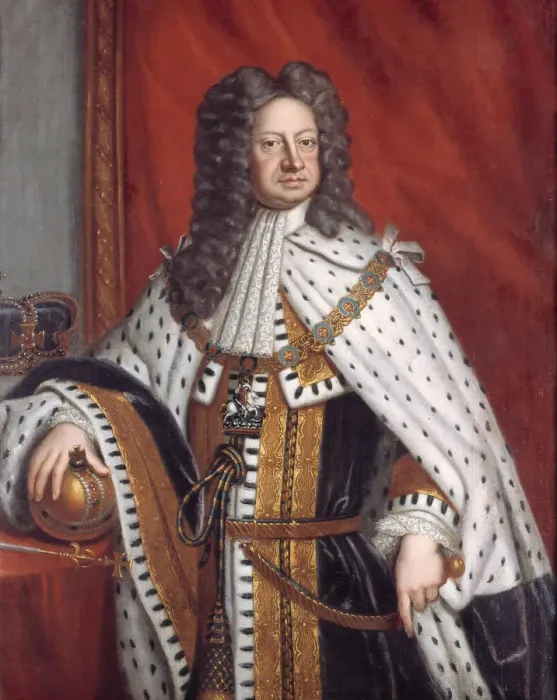 Framed Print : Portrait of George I in Anointment Robe. Artist: Kneller, Sir Gotfrey (1646-1723) Framed Print : Portrait of George I in Anointment Robe. Artist: Kneller, Sir Gotfrey (1646-1723)