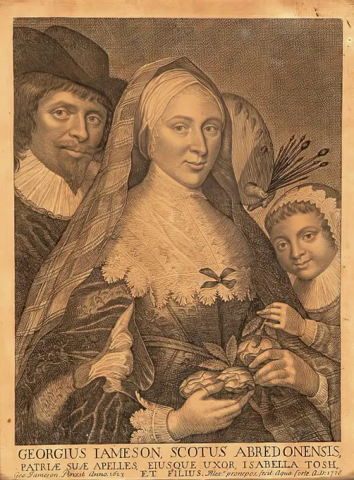 Framed Print : Portrait of George Jamesone with his wife Isabella Tosh and son Alexander, 1623. Creator: George Jamesone Framed Print : Portrait of George Jamesone with his wife Isabella Tosh and son Alexander, 1623. Creator: George Jamesone