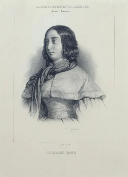 Framed Print : Portrait of George Sand. Creator: Julien, Bernard Romain (1802-1871) Framed Print : Portrait of George Sand. Creator: Julien, Bernard Romain (1802-1871)