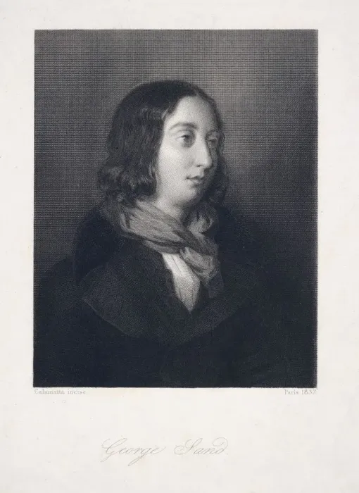 Framed Print : Portrait of George Sand, pub. 1837. Creator: Luigi Calamatta (1802 - 1869) Framed Print : Portrait of George Sand, pub. 1837. Creator: Luigi Calamatta (1802 - 1869)