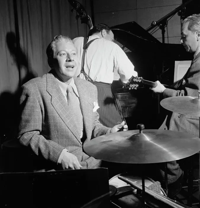 Framed Print : Portrait of George Wettling, Museum of Modern Music program, ABC studio, N.Y. ca. May 1947. Creator: William Paul Gottlieb Framed Print : Portrait of George Wettling, Museum of Modern Music program, ABC studio, N.Y. ca. May 1947. Creator: William Paul Gottlieb