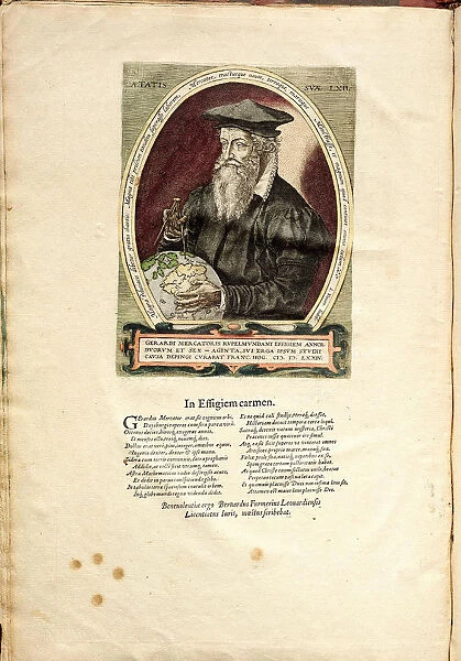 Portrait of Gerardus Mercator (1512-1594) aged 62. Artist: Hogenberg, Frans (1535-1590)