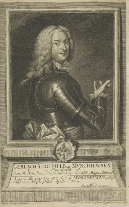 Framed Print : Portrait of Gerlach Adolph von Münchhausen (1688-1770), 1738. Creator: Fritzsch Framed Print : Portrait of Gerlach Adolph von Münchhausen (1688-1770), 1738. Creator: Fritzsch