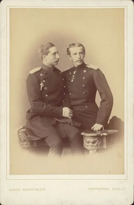 Framed Print : Portrait of German Emperor Wilhelm II (1859-1941), King of Prussia, with his brother Prince Henry of Creator: Hanfstaengl, Hanns (Johann) (1820-1885) Framed Print : Portrait of German Emperor Wilhelm II (1859-1941), King of Prussia, with his brother Prince Henry of Creator: Hanfstaengl, Hanns (Johann) (1820-1885)