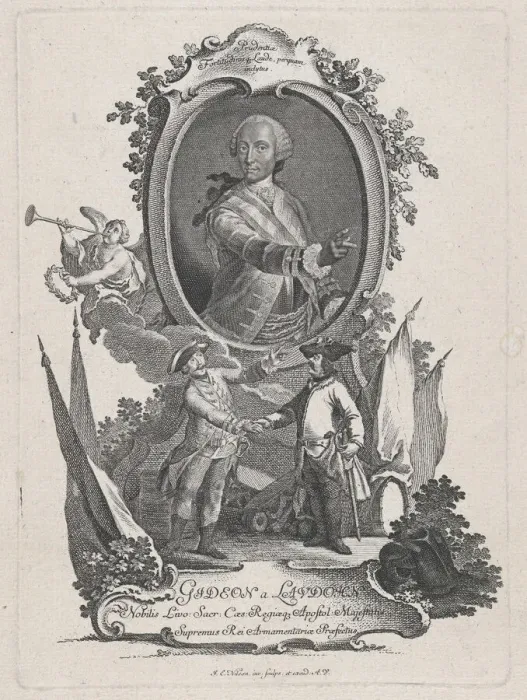 Framed Print : Portrait of Gideon a Laudohn, Nobbleman of Livonia (Latvia), ca. 1740-1760. Creator: Johann Esaias Nilson Framed Print : Portrait of Gideon a Laudohn, Nobbleman of Livonia (Latvia), ca. 1740-1760. Creator: Johann Esaias Nilson