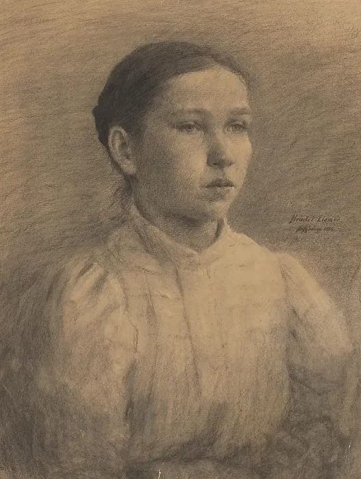Framed Print : Portrait of a girl, 1898. Creator: Elemir Halasz-Hradil Framed Print : Portrait of a girl, 1898. Creator: Elemir Halasz-Hradil
