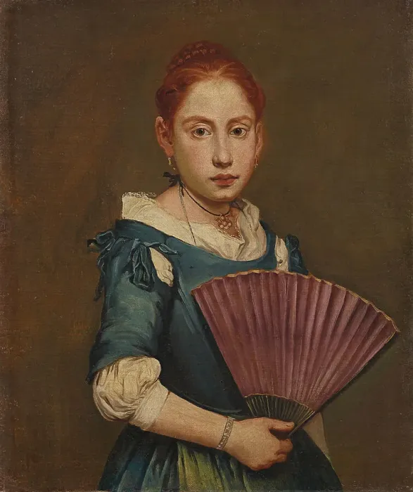 Framed Print : Portrait of a girl with a fan, ca 1725-1730. Creator: Ceruti, Giacomo Antonio (1698-1767) Framed Print : Portrait of a girl with a fan, ca 1725-1730. Creator: Ceruti, Giacomo Antonio (1698-1767)