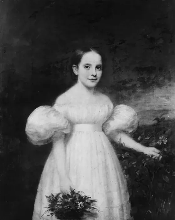 Framed Print : Portrait of a Girl with Flowers, ca. 1835. Creator: Samuel Lovett Waldo Framed Print : Portrait of a Girl with Flowers, ca. 1835. Creator: Samuel Lovett Waldo