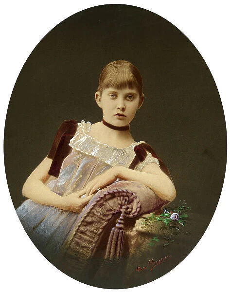 Portrait of a girl, late 19th century. Artist: Egor Maximovich Ovcharenko