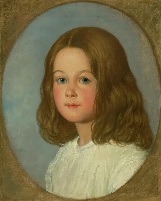 Framed Print : Portrait of a girl with long hair, 1800-1850. Creator: Unknown Framed Print : Portrait of a girl with long hair, 1800-1850. Creator: Unknown