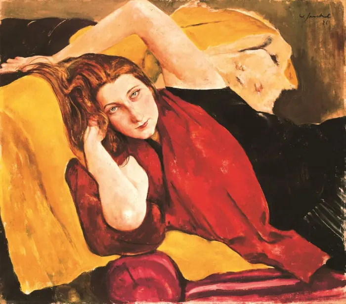 Framed Print : Portrait of a girl with red scarf, 1926 Framed Print : Portrait of a girl with red scarf, 1926