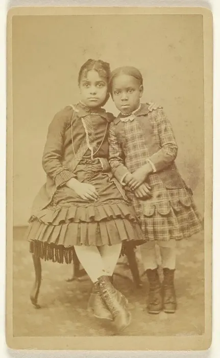 Framed Print : Portrait of Two Girls, 1865-1870. Creator: Joseph J Butman Framed Print : Portrait of Two Girls, 1865-1870. Creator: Joseph J Butman