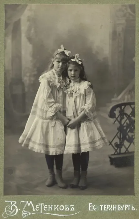 Framed Print : Portrait of the girls Nina and Zhenya, 1900. Creator: V. A. Metenkov Framed Print : Portrait of the girls Nina and Zhenya, 1900. Creator: V. A. Metenkov