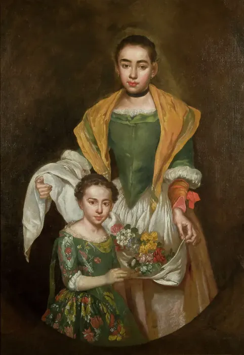 Framed Print : Portrait of two girls (The two sisters), ca 1720. Creator: Ceruti, Giacomo Antonio (1698-1767) Framed Print : Portrait of two girls (The two sisters), ca 1720. Creator: Ceruti, Giacomo Antonio (1698-1767)