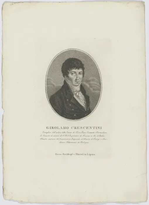 Framed Print : Portrait of Girolamo Crescentini (1762-1846), after 1800. Creator: Breitkopf & Hartel Framed Print : Portrait of Girolamo Crescentini (1762-1846), after 1800. Creator: Breitkopf & Hartel