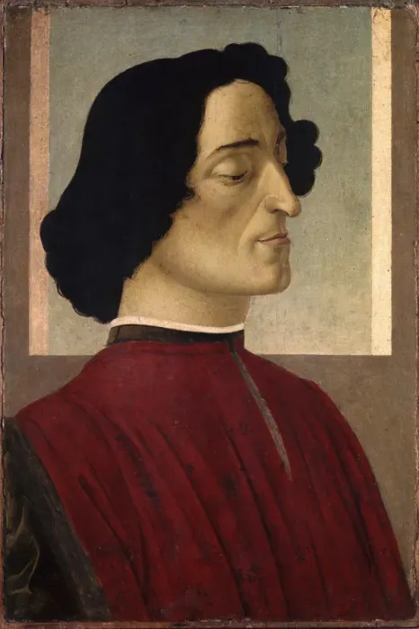 Framed Print : Portrait of Giuliano de Medici (1453?1478), ca 1475. Artist: Botticelli, Sandro (1445-1510) Framed Print : Portrait of Giuliano de Medici (1453?1478), ca 1475. Artist: Botticelli, Sandro (1445-1510)