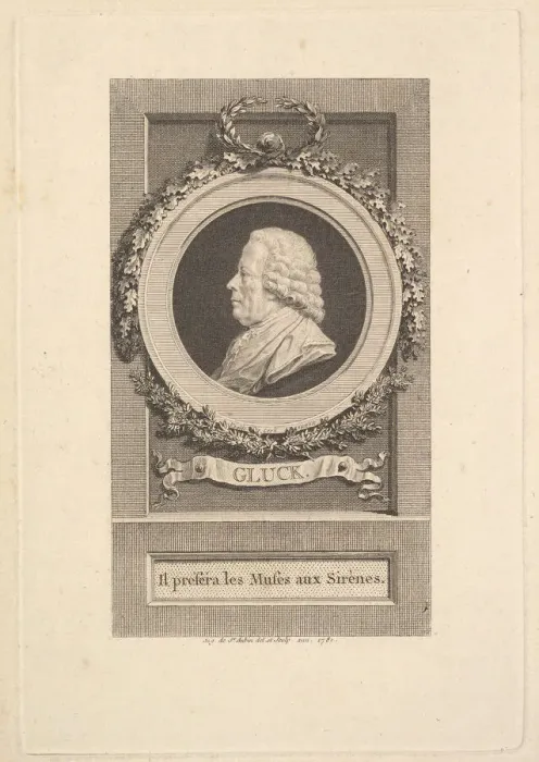 Framed Print : Portrait of Gluck, 1781. Creator: Augustin de Saint-Aubin