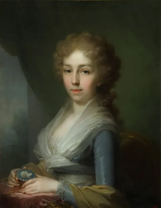 Framed Print : Portrait of Grand Duchess Elizabeth Alexeievna (1779-1826), 1795. Artist: Borovikovsky, Vladimir Lukich (1757-1825) Framed Print : Portrait of Grand Duchess Elizabeth Alexeievna (1779-1826), 1795. Artist: Borovikovsky, Vladimir Lukich (1757-1825)