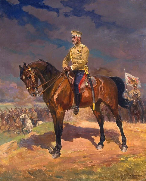Portrait of Grand Duke Nikolai Nikolayevich (1856?1929) on Horseback, 1910s