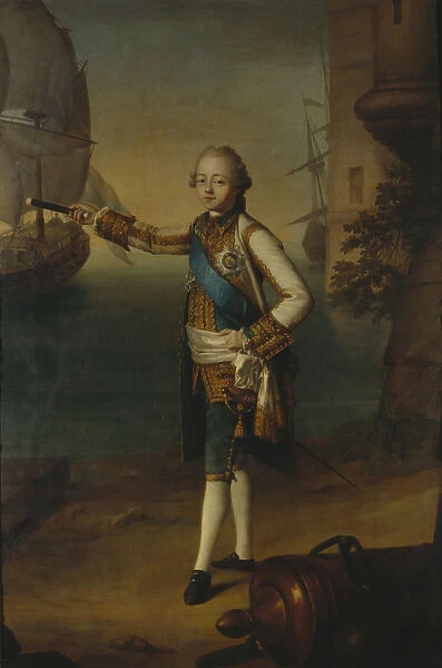 Portrait of Grand Duke Pavel Petrovich (1754-1801) in Admiral Uniform, 1769. Artist: Delapierre, Nicolas Benjamin (1739-1802)