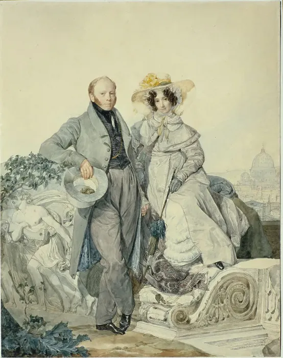 Framed Print : Portrait of Grigory Nikanorovich and Varvara Alexeyevna Olenin, 1827. Artist: Briullov, Karl Pavlovich (1799-1852) Framed Print : Portrait of Grigory Nikanorovich and Varvara Alexeyevna Olenin, 1827. Artist: Briullov, Karl Pavlovich (1799-1852)