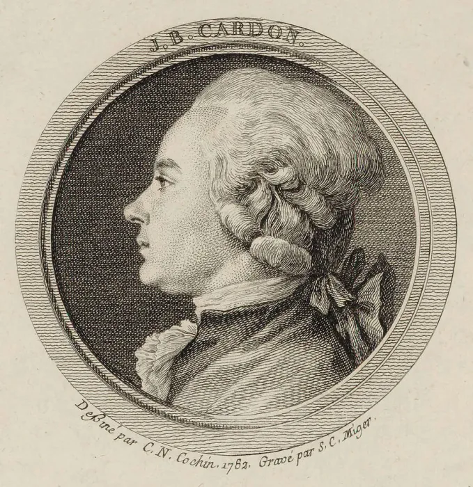 Framed Print : Portrait of the Harpist and composer Jean-Baptiste Cardon (1760-1803), 1782. Creator: Cochin, Charles-Nicolas, the Younger (1715-1790) Framed Print : Portrait of the Harpist and composer Jean-Baptiste Cardon (1760-1803), 1782. Creator: Cochin, Charles-Nicolas, the Younger (1715-1790)