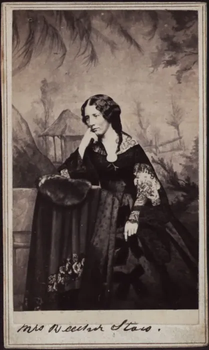 Framed Print : Portrait of Harriet Beecher Stowe (1811-1896), ca 1860. Creator: Fredricks Framed Print : Portrait of Harriet Beecher Stowe (1811-1896), ca 1860. Creator: Fredricks