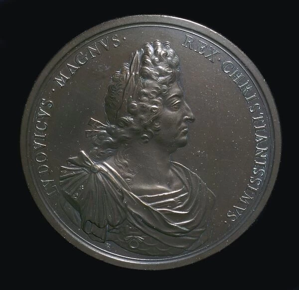 Portrait head on a medal of Louis XIV, 17th century