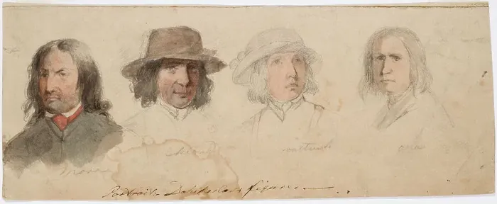 Framed Print : Portrait heads of Taalaist men from Mora, Leksand, Rättvik and ?, 1840-1873. Creator: Robert Wilhelm Ekman Framed Print : Portrait heads of Taalaist men from Mora, Leksand, Rättvik and ?, 1840-1873. Creator: Robert Wilhelm Ekman