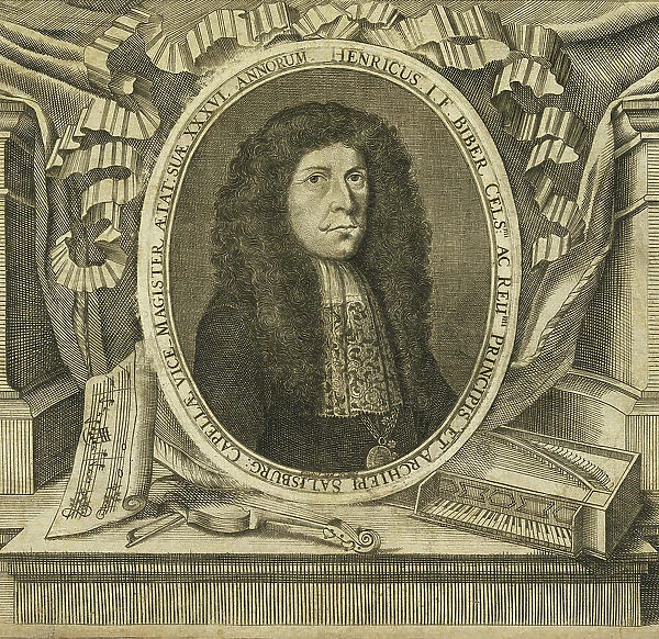 Portrait of Heinrich Ignaz Franz Biber (1644-1704), . Creator: Seel, Paul (1642-1695)