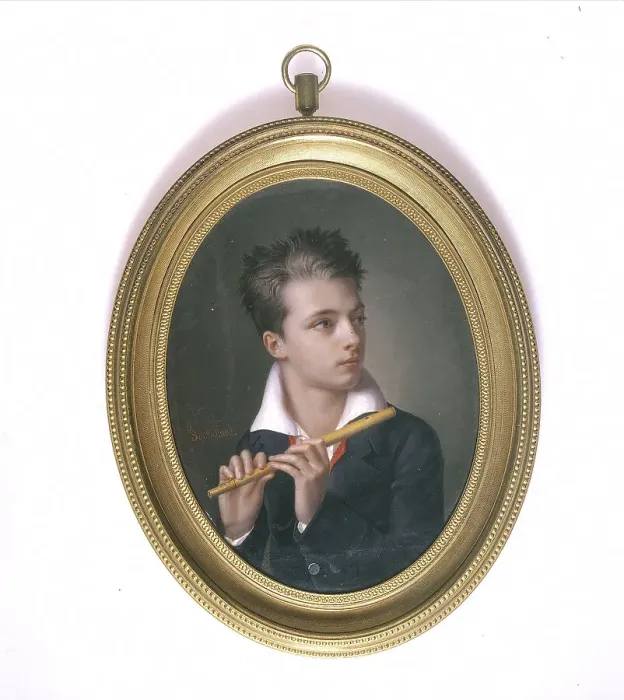 Framed Print : Portrait of Henri-Gérard Fontallard playing the transverse flute, 1812. Creator: Jean-Francois Fontallard Framed Print : Portrait of Henri-Gérard Fontallard playing the transverse flute, 1812. Creator: Jean-Francois Fontallard