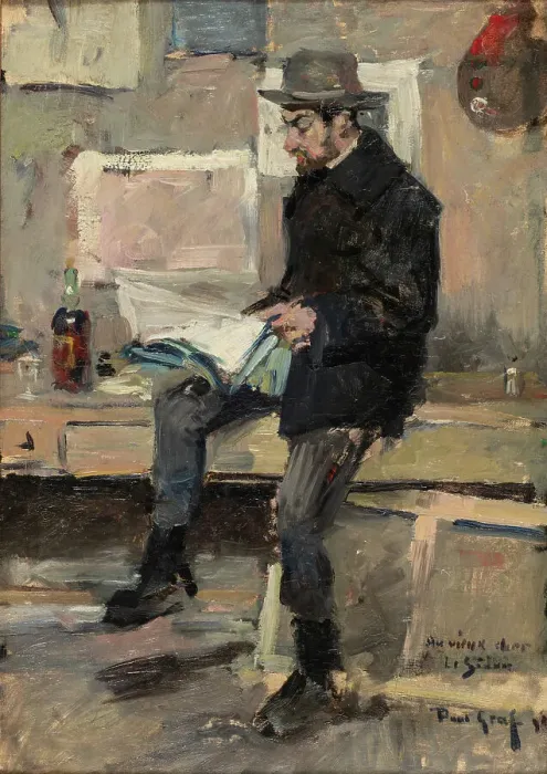 Framed Print : Portrait of Henri Le Sidaner (1862-1939) in his studio, 1891. Creator: Graf, Paul Edmund (1866-1903) Framed Print : Portrait of Henri Le Sidaner (1862-1939) in his studio, 1891. Creator: Graf, Paul Edmund (1866-1903)