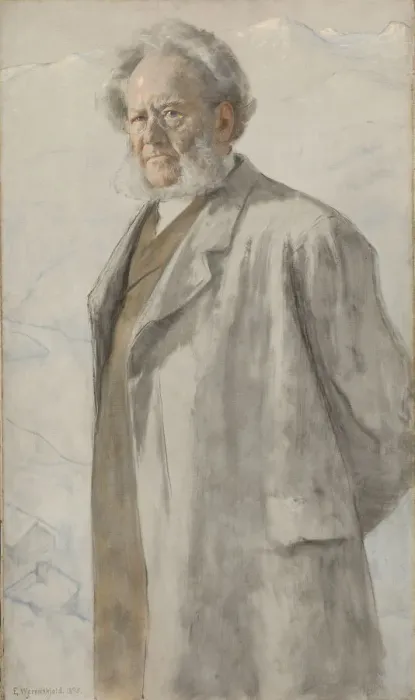Framed Print : Portrait of Henrik Ibsen (1828-1906), 1895. Creator: Werenskiold, Erik Theodor (1855-1938) Framed Print : Portrait of Henrik Ibsen (1828-1906), 1895. Creator: Werenskiold, Erik Theodor (1855-1938)