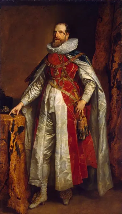Framed Print : Portrait of Henry Danvers, 1st Earl of Danby (1573-1644), in robes as Knight of the Garter, End 1630s. Artist: Dyck, Sir Anthonis, van (1599-1641) Framed Print : Portrait of Henry Danvers, 1st Earl of Danby (1573-1644), in robes as Knight of the Garter, End 1630s. Artist: Dyck, Sir Anthonis, van (1599-1641)