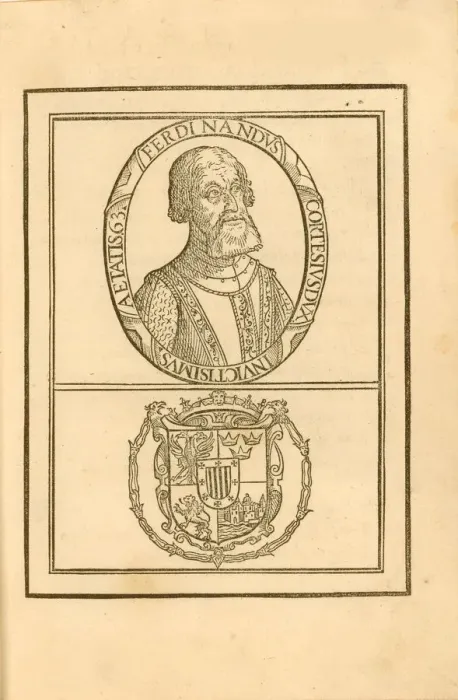 Framed Print : Portrait of Hernan Cortes (1485-1547) with his coat of arms, 1588. Creator: Anonymous Framed Print : Portrait of Hernan Cortes (1485-1547) with his coat of arms, 1588. Creator: Anonymous