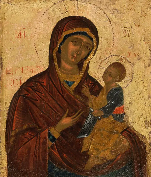 Framed Print : Portrait Icon of the Virgin and Child, c.1500. Creator: Greek School