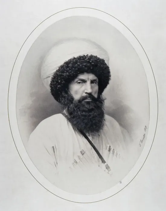 Framed Print : Portrait of the Imam Shamil (1797-1871), 1859. Artist: Deniere, Andrei (Heinrich-Johann) (1820-1892) Framed Print : Portrait of the Imam Shamil (1797-1871), 1859. Artist: Deniere, Andrei (Heinrich-Johann) (1820-1892)